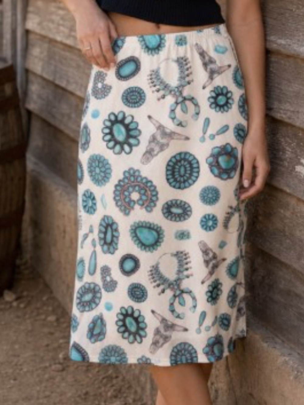 Turquoise Concho Lined Skirt